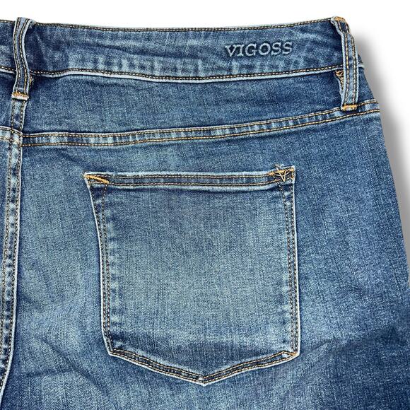 Vigoss Womens Marley Fit Denim Blue Jean Shorts Mid Rise Stretch Dark Wash Sz 18 - Picture 6 of 8